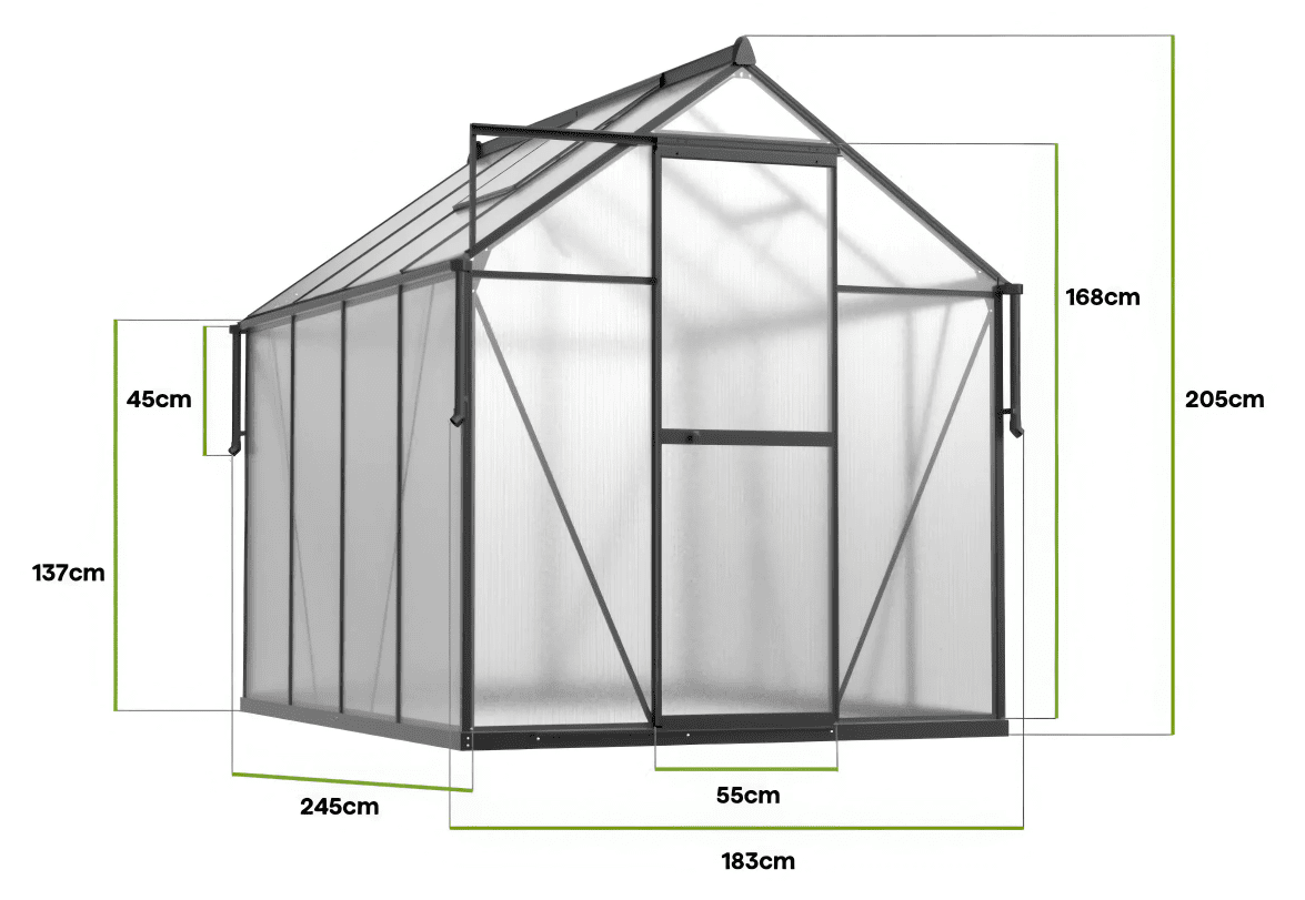Szklarnia poliwęglanowa 183x245cm Czarna
